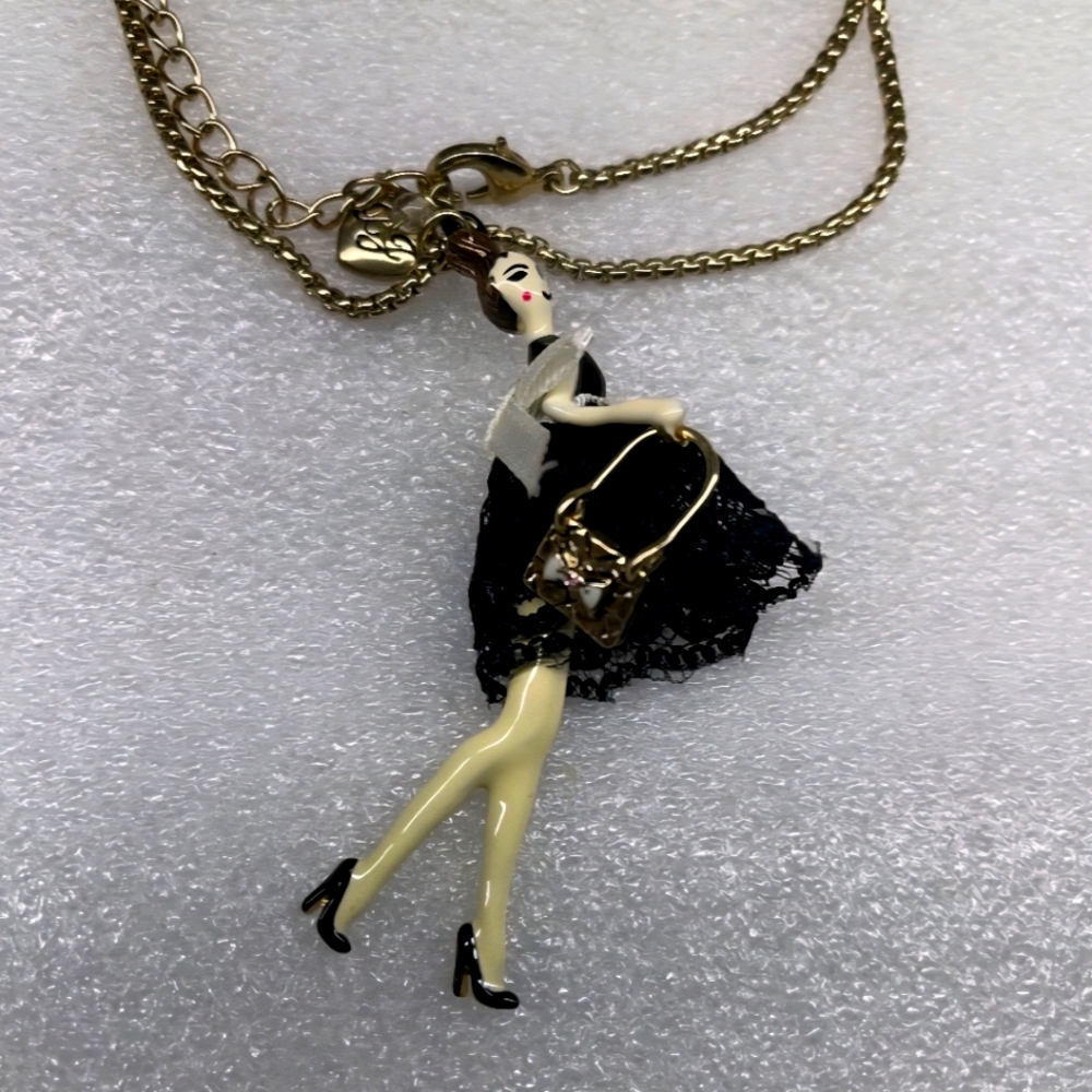 Betsey Johnson Paris is Always a Good Idea Doll Necklace       ***Rare Find***